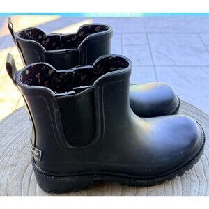 Lucky Brand Reindrop BLACK Ankle Rain Boot Chelsea Lug Bootie SIZE 7 Women